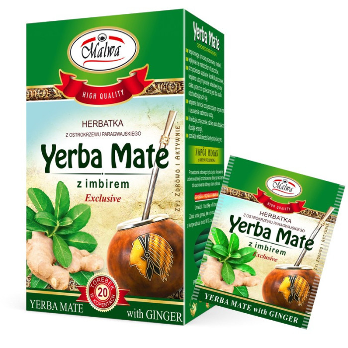 Herbata Yerba Mate z Imbirem – 20 torebek po 2 g