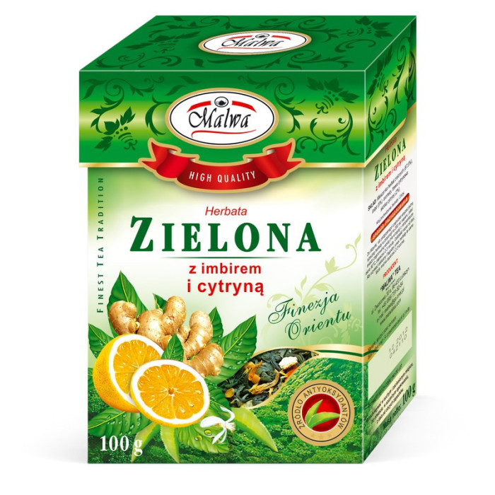 Herbata Zielona z Imbirem i Cytryną - liściasta - 100 g