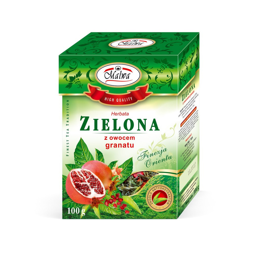 Herbata Zielona z Owocem Granatu - liściasta - 100 g