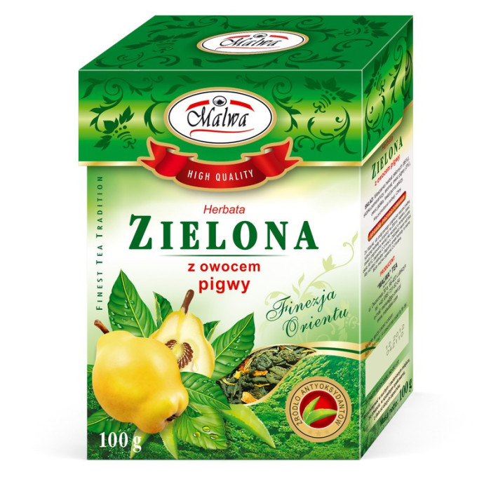 Herbata Zielona z Owocem Pigwy - liściasta - 100 g