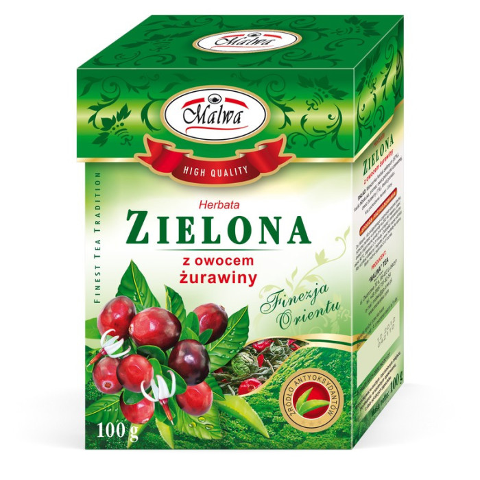 Herbata Zielona z Owocem Żurawiny - liściasta - 100 g