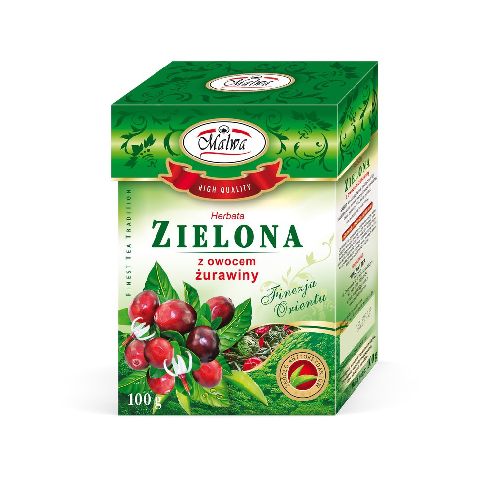 Herbata Zielona z Owocem Żurawiny - liściasta - 100 g