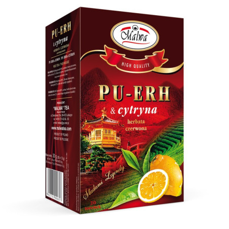 PU‑ERH & cytryna - Herbata Czerwona - 20 torebek po 1,5 g