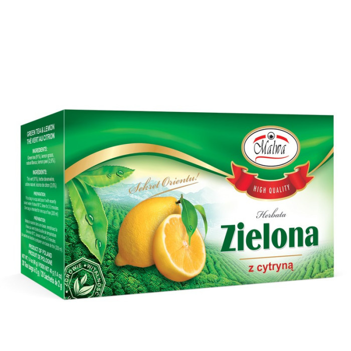 Herbata Zielona o smaku cytrynowym - 20 torebek po 2 g