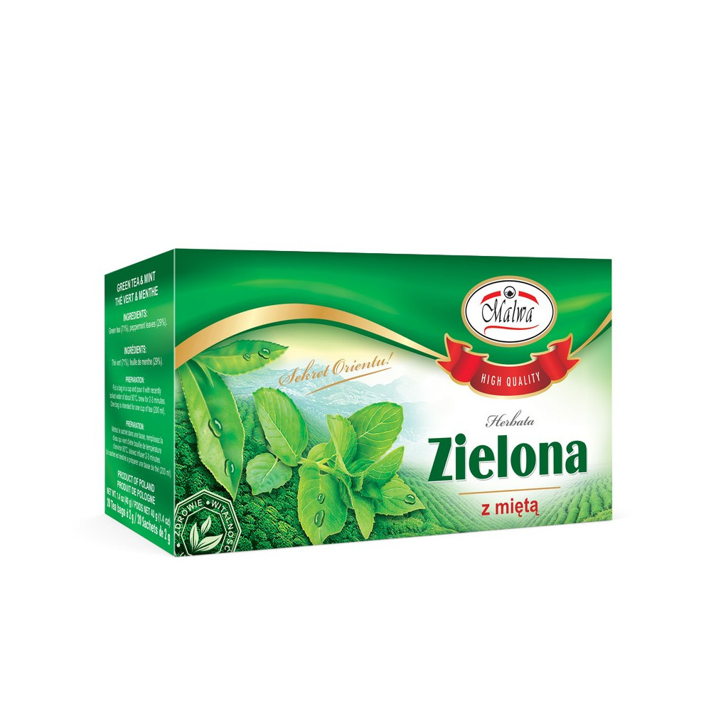 Herbata Zielona z miętą - 20 torebek po 2 g