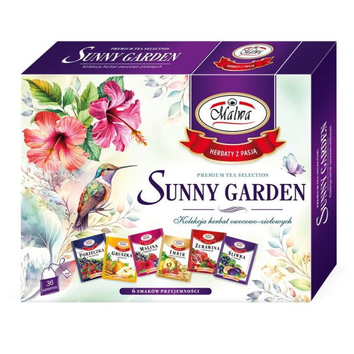Sunny Garden Fiolet - Zestaw herbat owocowo-ziołowych - 6 smaków × 6 sztuk po 2 g