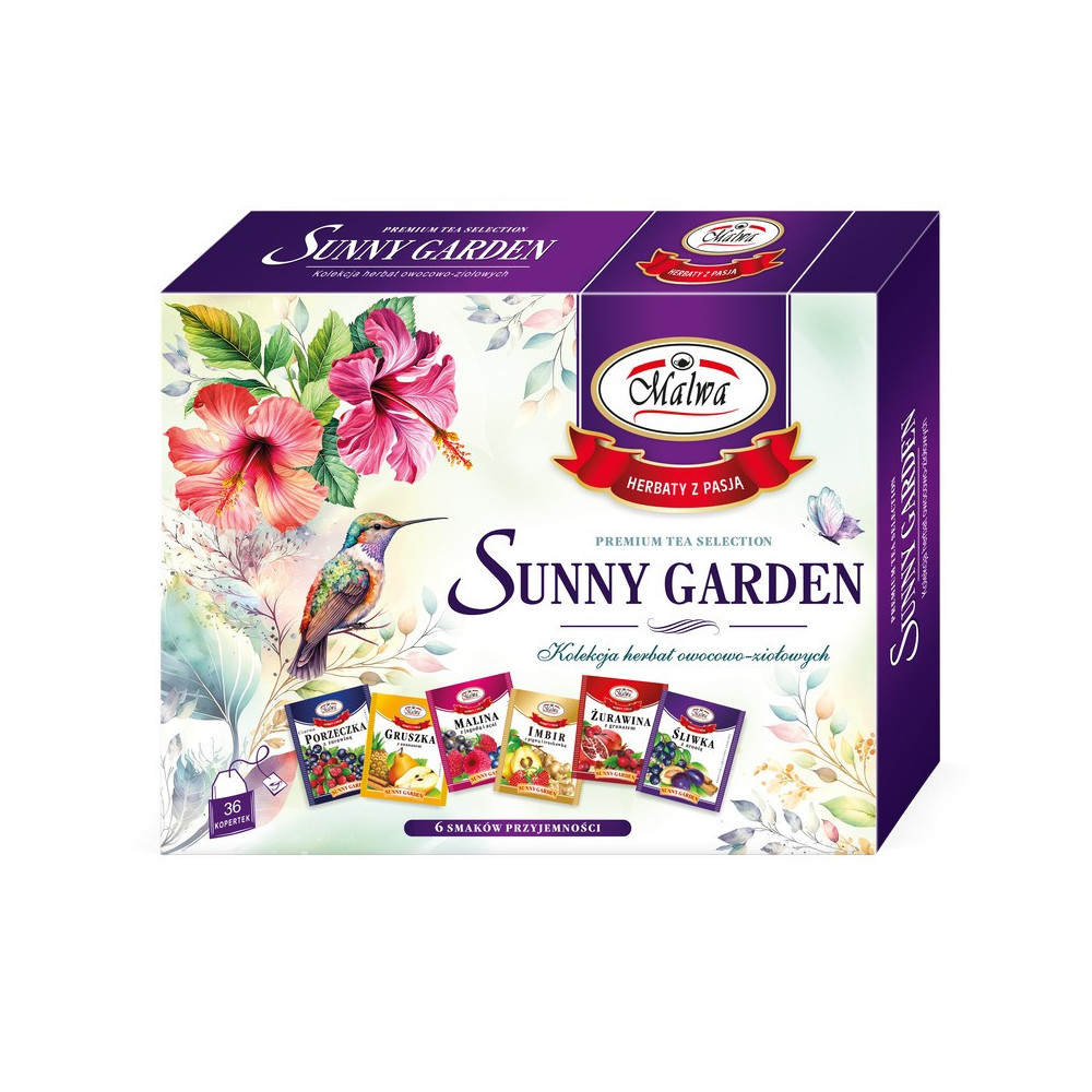 Sunny Garden Fiolet - Zestaw herbat owocowo-ziołowych - 6 smaków × 6 sztuk po 2 g