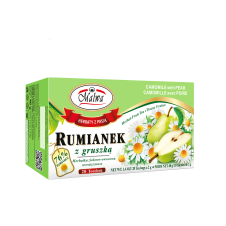 Rumianek z gruszką – herbatka ziołowo-owocowa Malwa – 20 torebek po 2 g