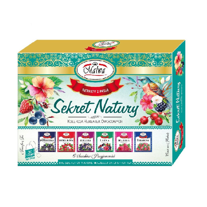 Sekret Natury Malwa – Zestaw Herbat Owocowych – 6 smaków × 5 sztuk po 2 g