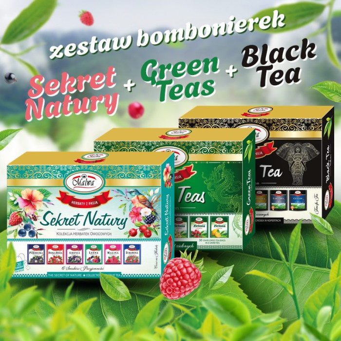 Zestaw Sekret Natury + Green Teas + Black Tea – herbaty Malwa – 90 torebek