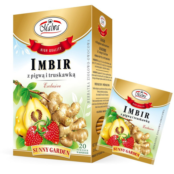 Herbata Imbir z Pigwą i Truskawką - EXCLUSIVE Sunny Garden - 20 torebek