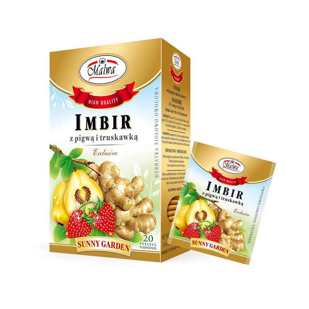 Herbata Imbir z Pigwą i Truskawką - EXCLUSIVE Sunny Garden - 20 torebek