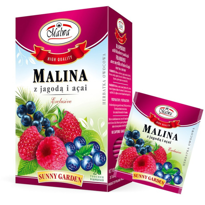 Herbata Malina z Jagodą i Açai - EXCLUSIVE Sunny Garden - 20 torebek