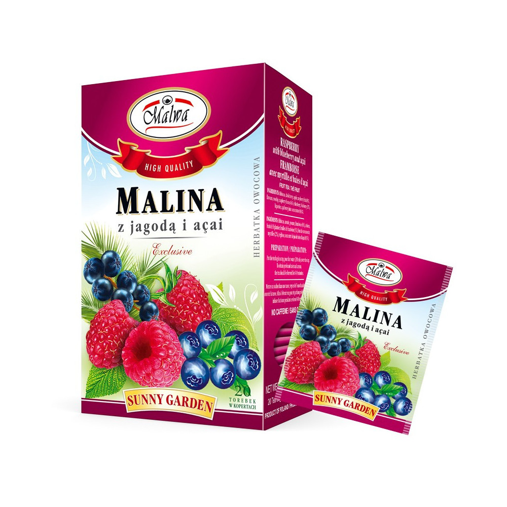 Herbata Malina z Jagodą i Açai - EXCLUSIVE Sunny Garden - 20 torebek
