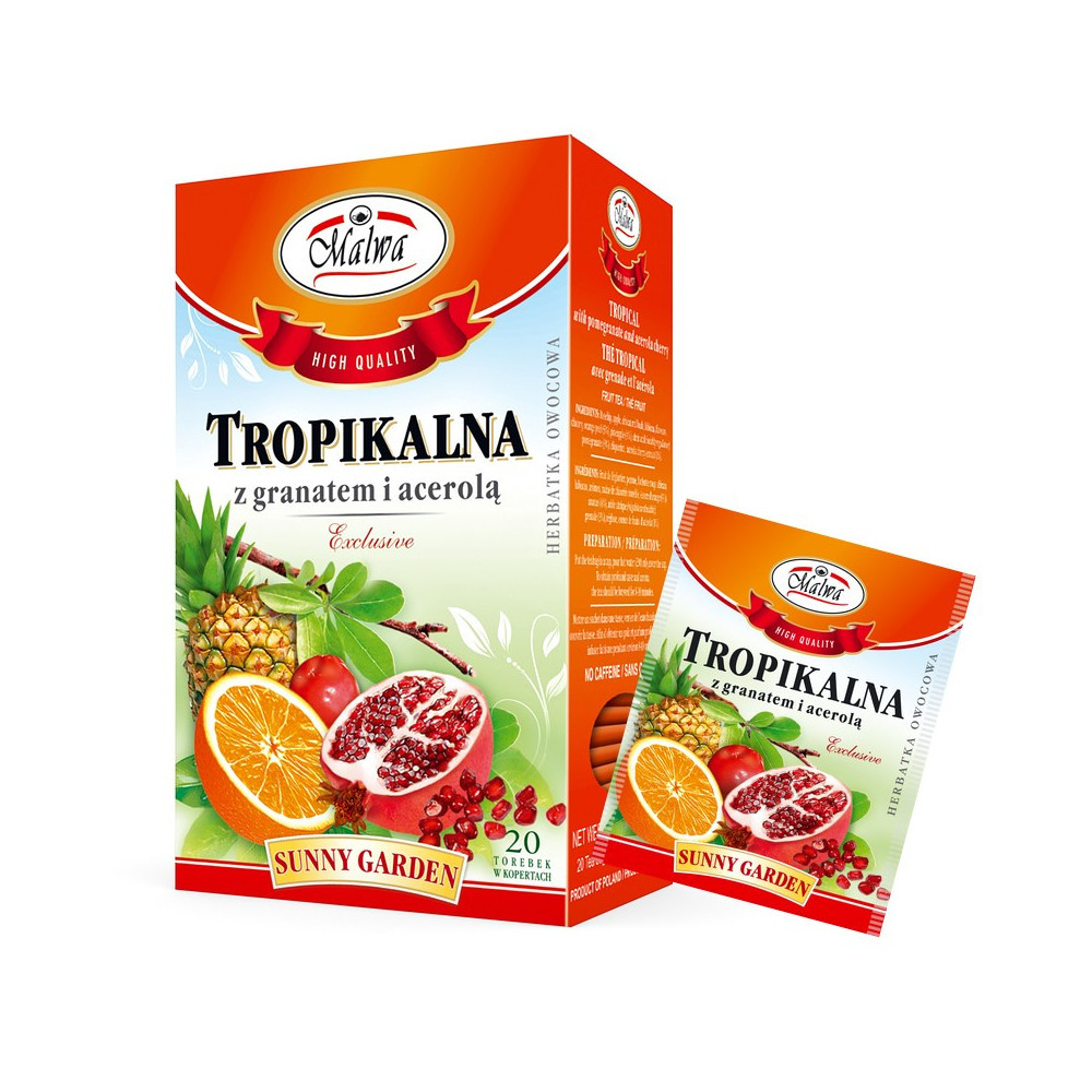 Herbata Tropikalna z Granatem i Acerolą - EXCLUSIVE Sunny Garden - 20 torebek