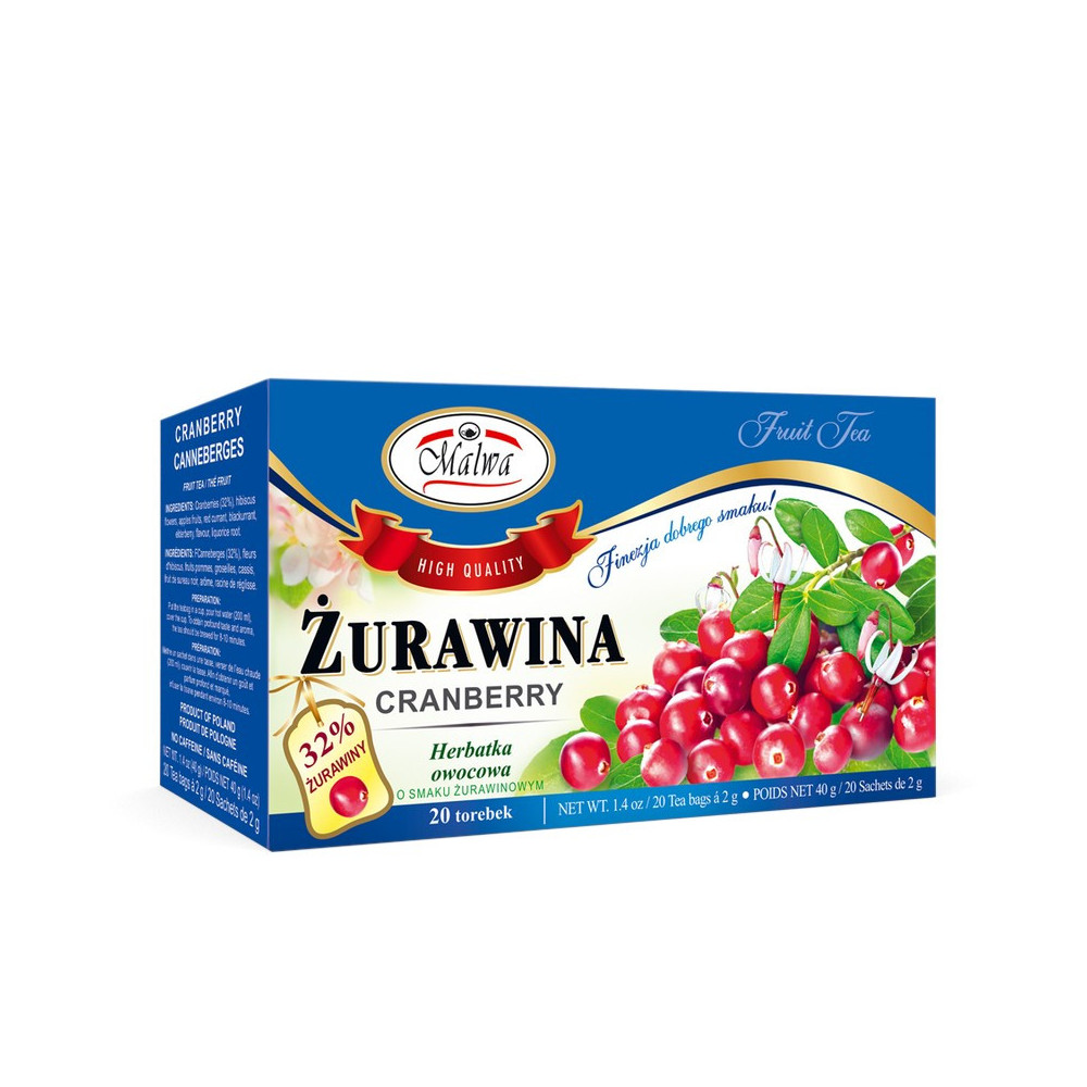 Herbata Owocowa Żurawina – 20 torebek po 2 g