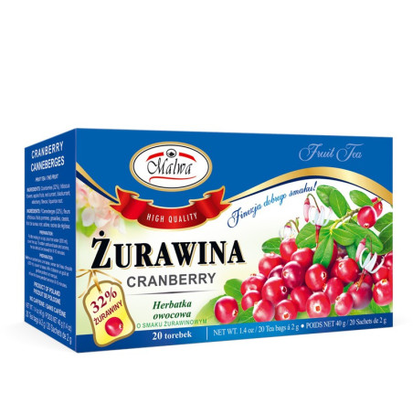 Herbata Owocowa Żurawina – 20 torebek po 2 g