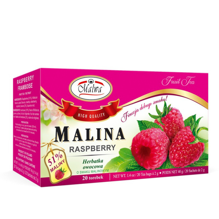 Herbata Owocowa Malina – 20 torebek po 2 g