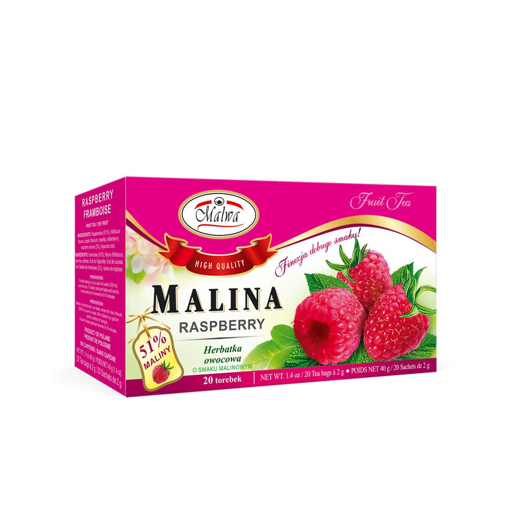 Herbata Owocowa Malina – 20 torebek po 2 g
