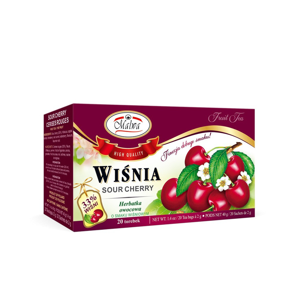 Herbata Owocowa Wiśniowa – 20 torebek po 2 g