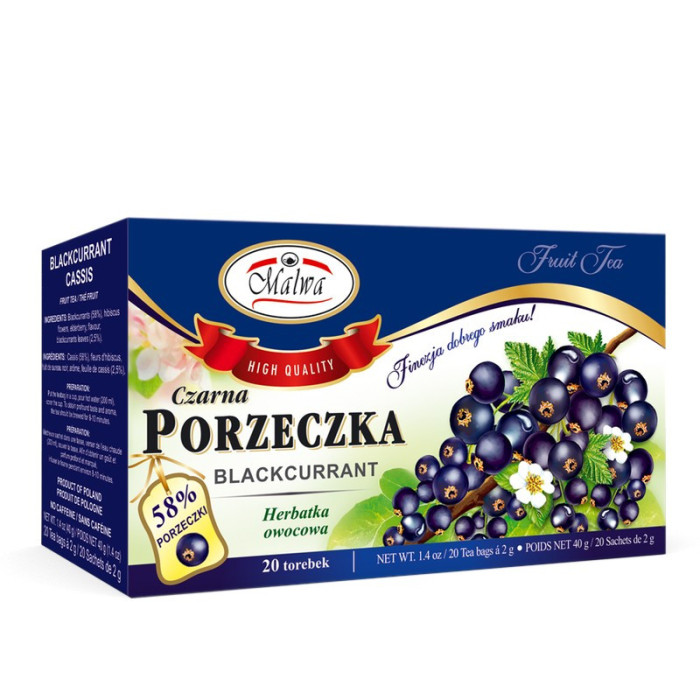 Herbata Owocowa Czarna Porzeczka – 20 torebek po 2 g