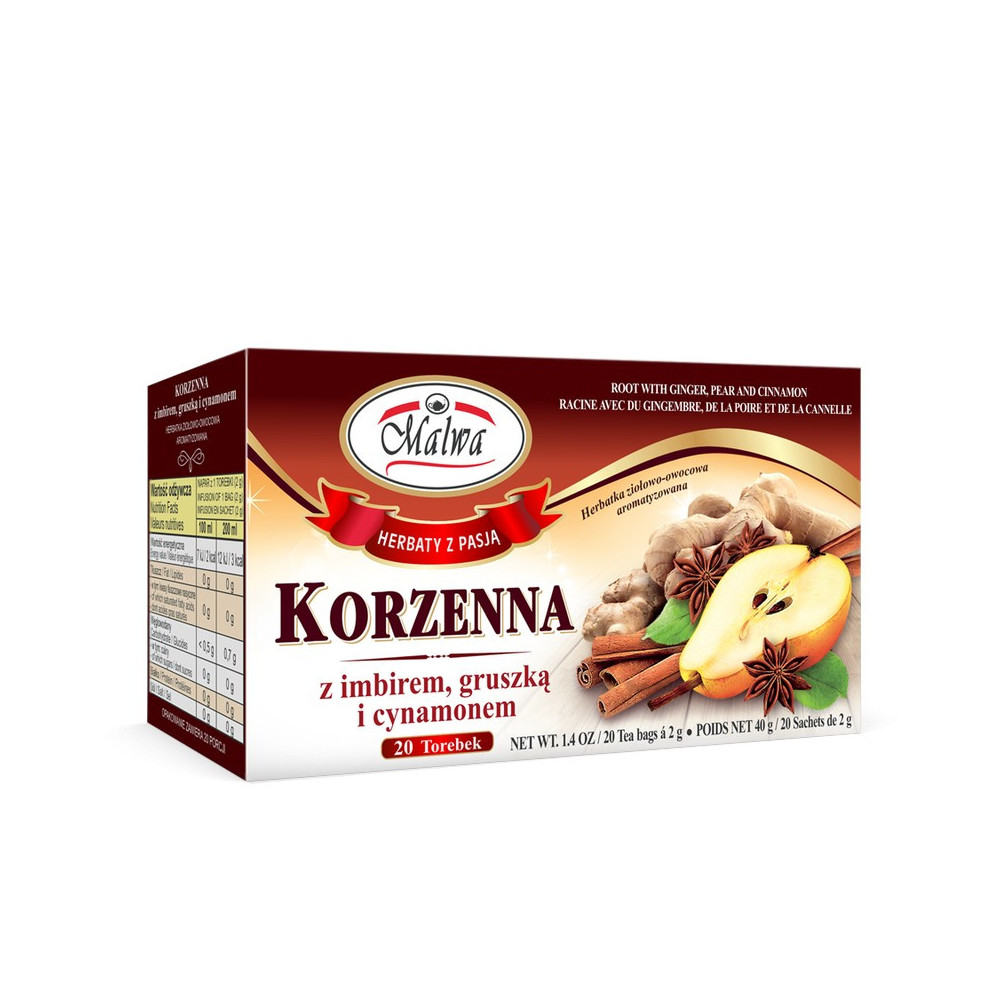 Herbata Korzenna z imbirem, gruszką i cynamonem – 20 torebek po 2 g