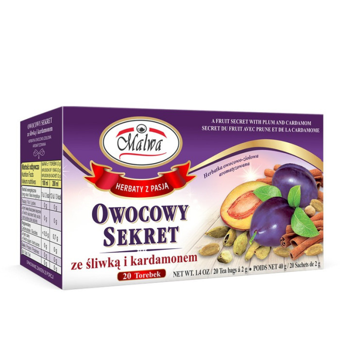 Herbata Owocowy Sekret ze śliwką i kardamonem – 20 torebek po 2 g