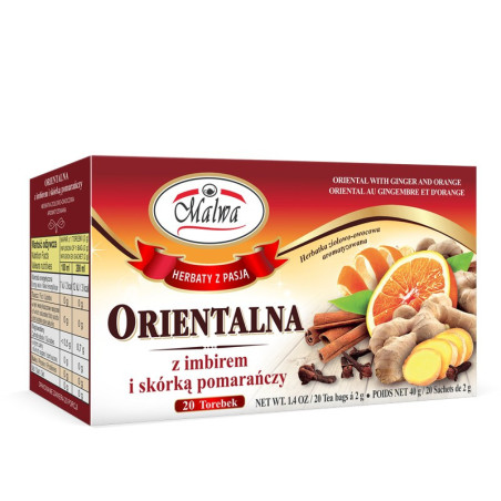 Herbata Orientalna z imbirem i skórką pomarańczy – 20 torebek po 2 g
