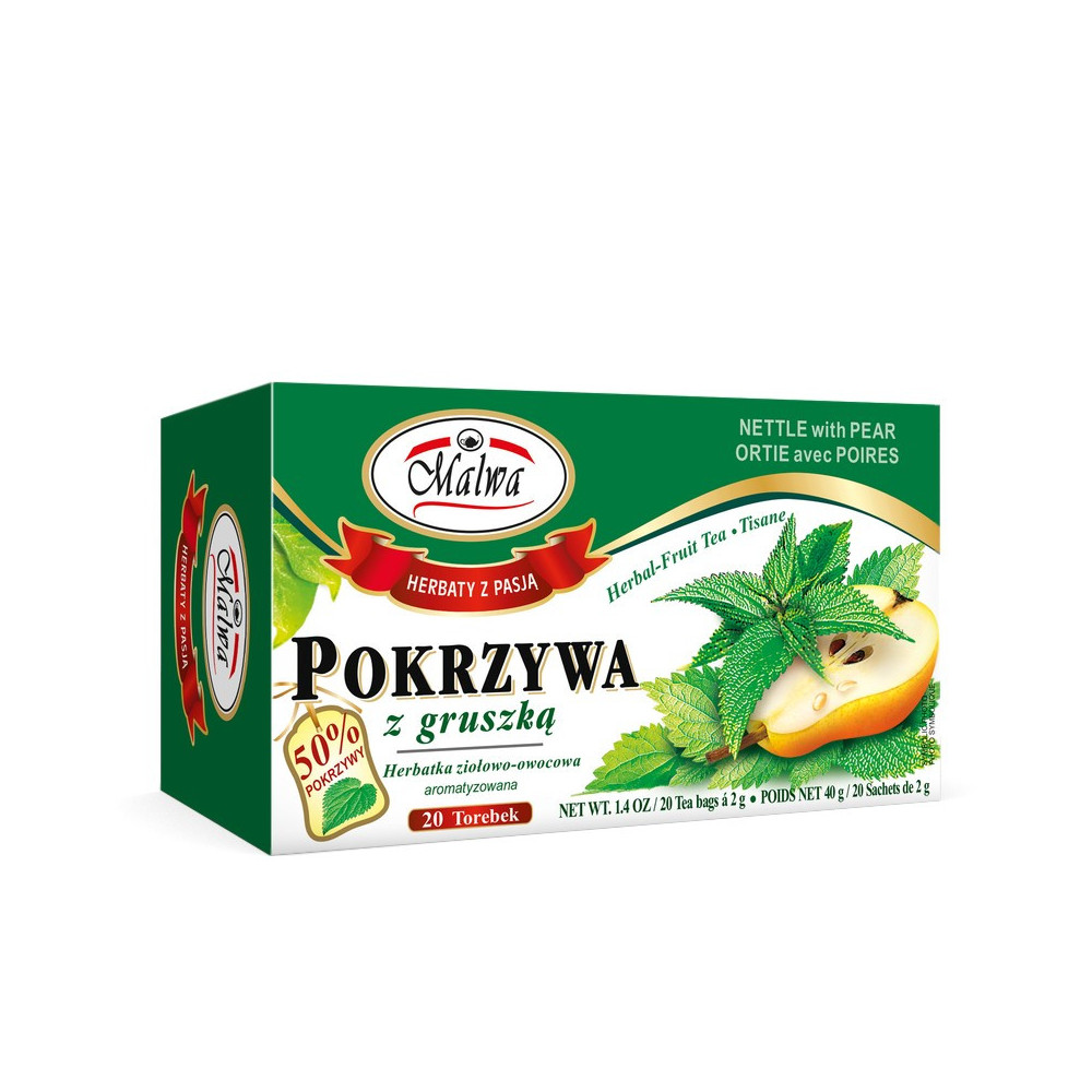 Herbata Ziołowo‑Owocowa Pokrzywa z Gruszką – 20 torebek po 2 g