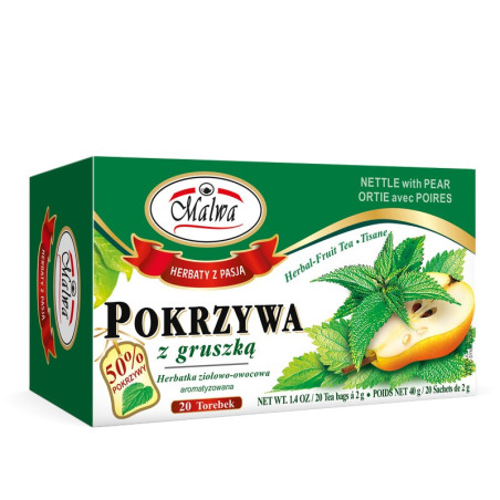 Herbata Ziołowo‑Owocowa Pokrzywa z Gruszką – 20 torebek po 2 g